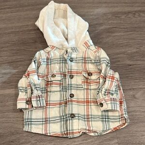 Carter's Plaid Hooded Jacket - Cream, Green, and Orange